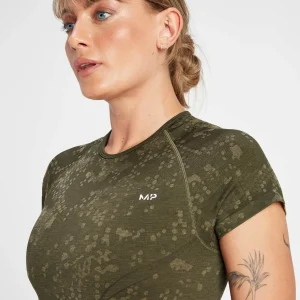 Sale MP Adapt naadloze croptop met patroon voor dames - Olijfgroen DAMES Crop Tops | T-Shirts & Tops