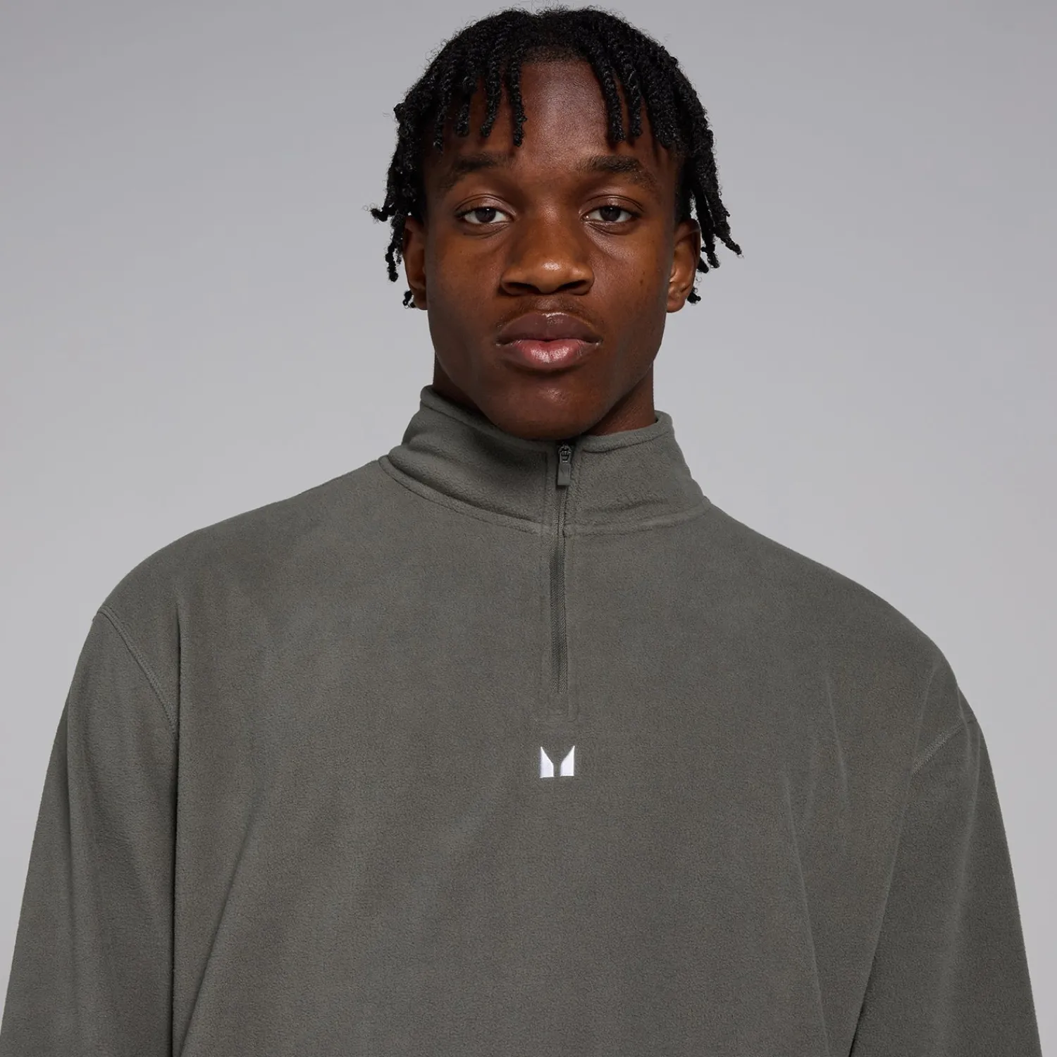 Clearance MP fleecevest met kwartrits voor heren - Metaalgrijs Heren Hoodies & Truien