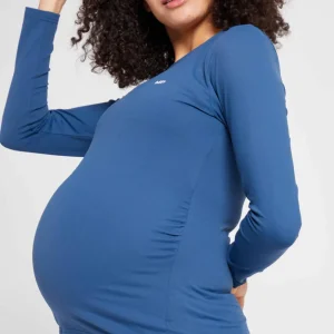 Fashion MP Power Maternity top met lange mouwen voor dames - Stofblauw DAMES Moederschap | T-Shirts & Tops