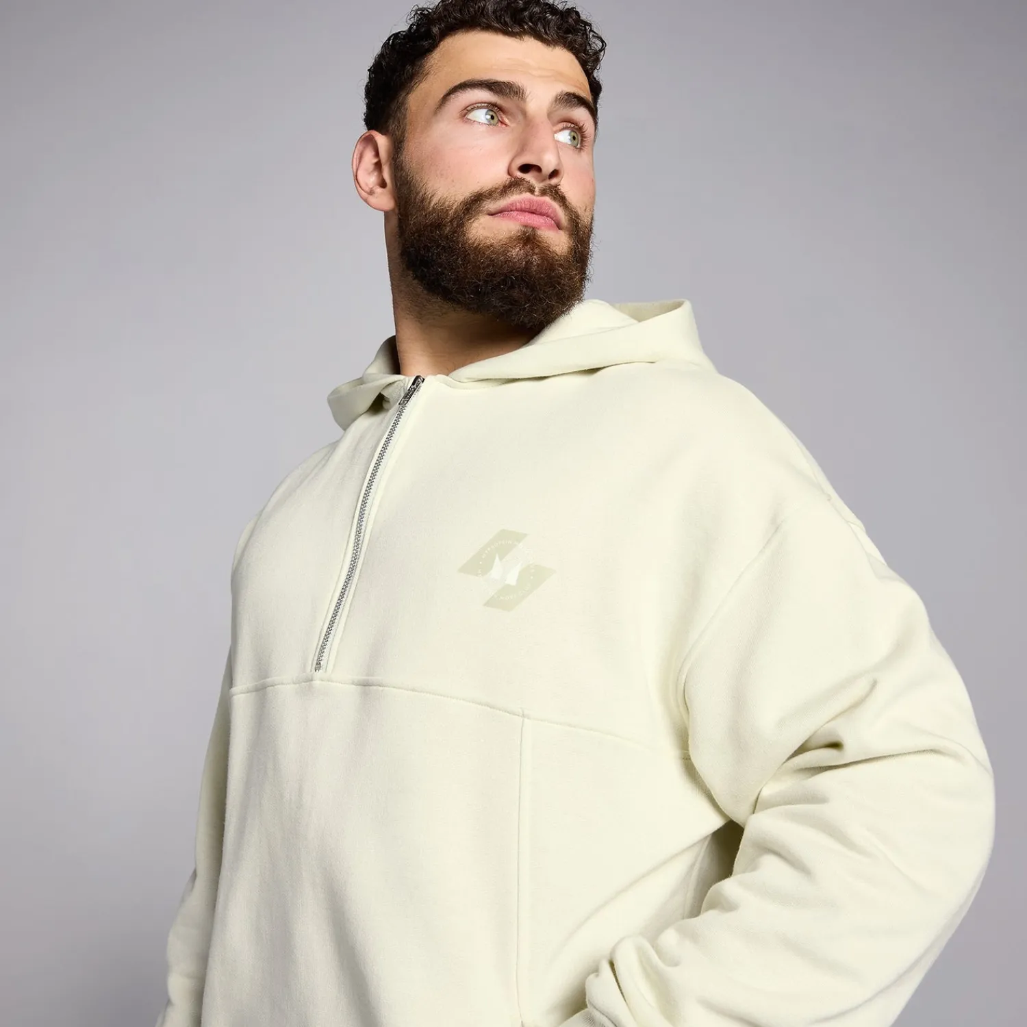 Sale MP Tempo Hybrid hoodie met kwartrits voor heren - Gerstgroen Heren Tracksuits | Hoodies & Truien