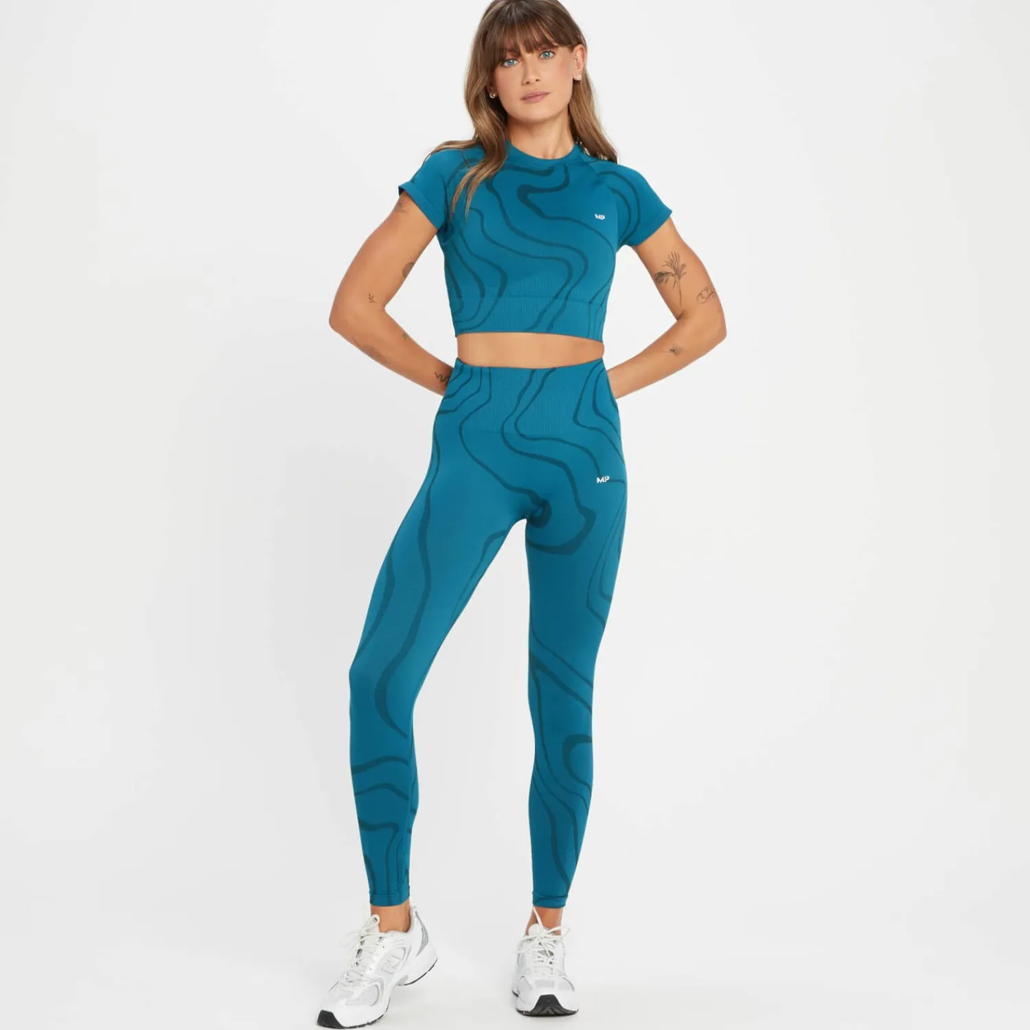 New MP Tempo Wave naadloze croptop voor dames - Groenblauw DAMES Crop Tops | T-Shirts & Tops