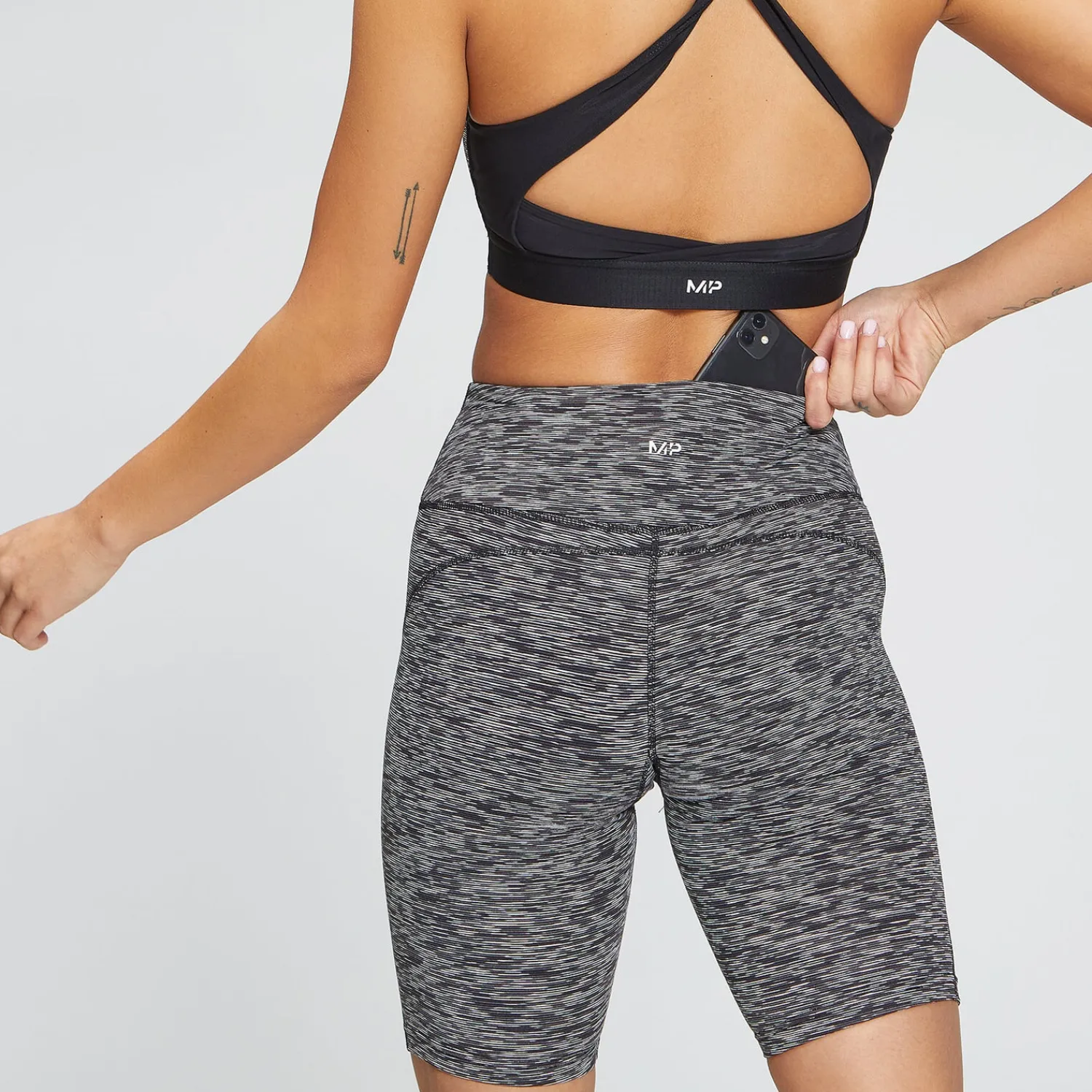 Sale MP Vrouwen Power Wielershort - Zwart Space Dye DAMES Shorts